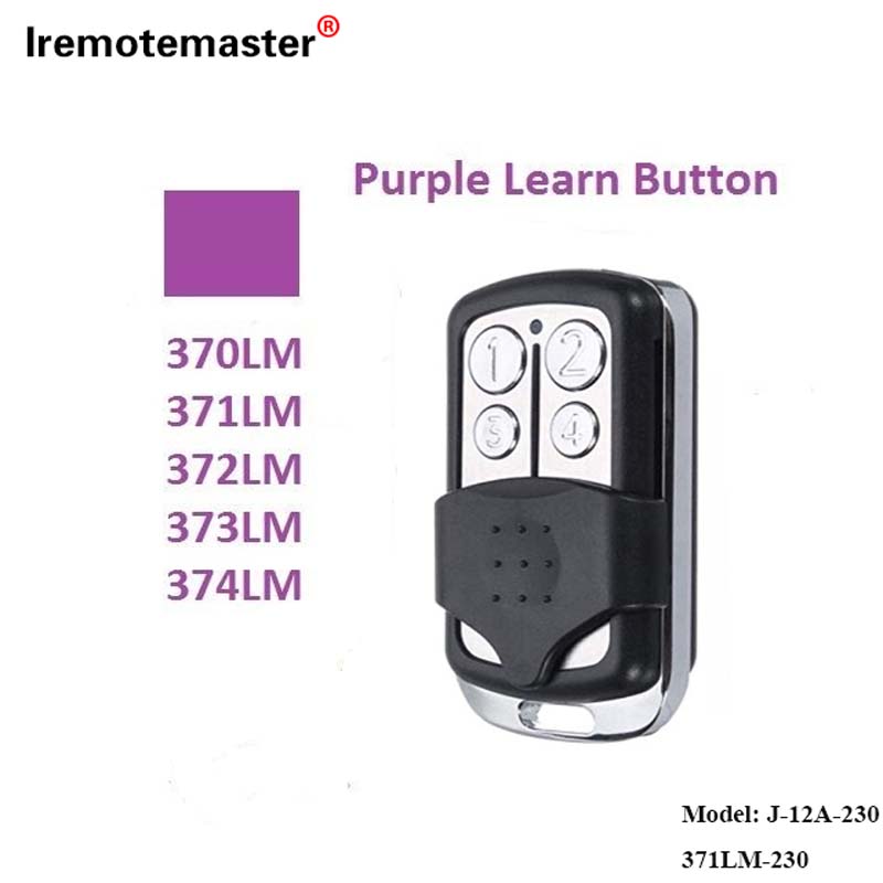 Para 370LM, 371LM, 372LM, 373LM, 374LM Botón de aprendizaje púrpura 315MHz Código variable